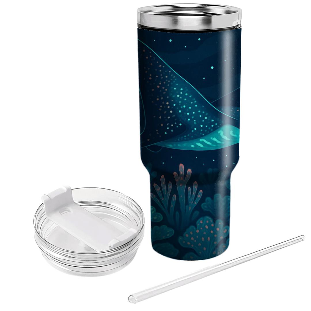 Bioluminescent Manta Garden tumblers with lids