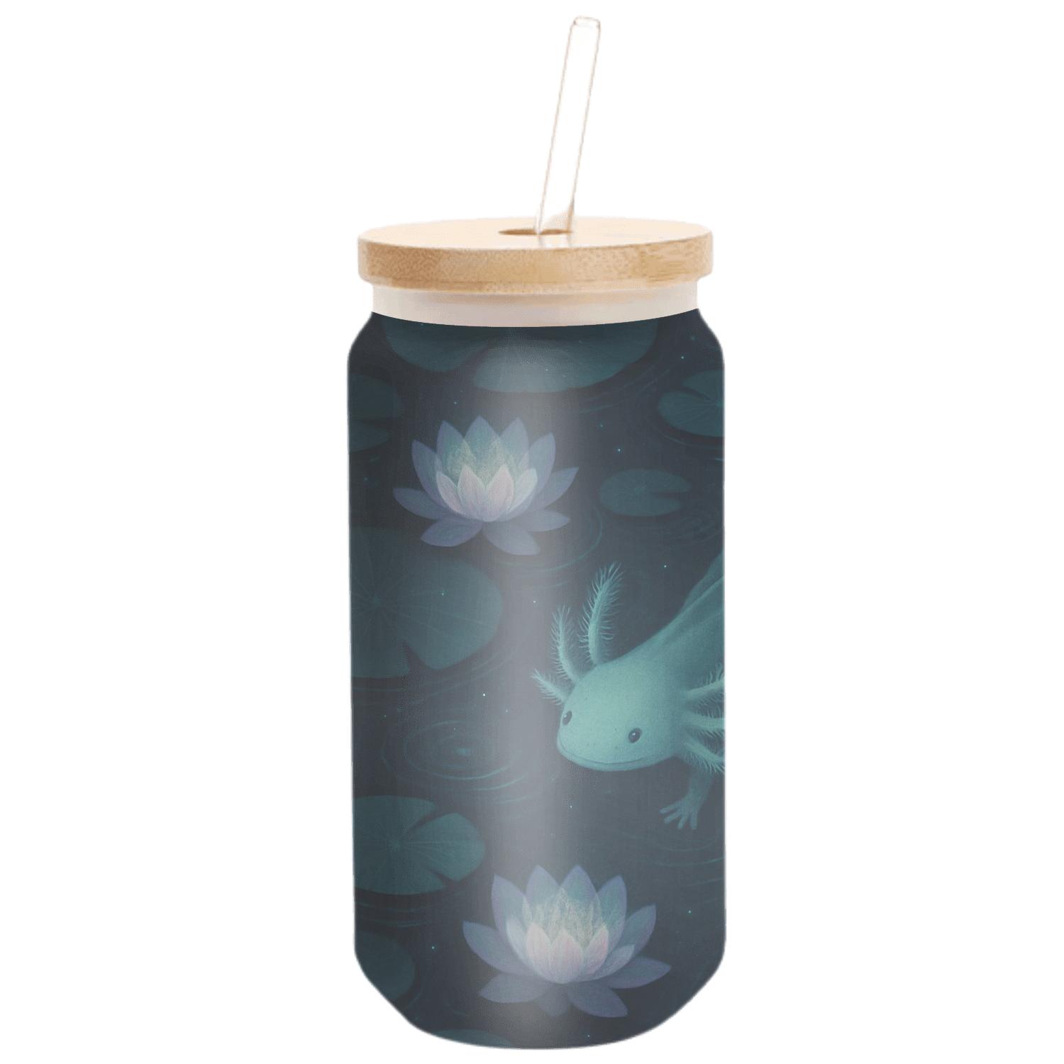 Bioluminescent Axolotl Lotus Pond premium crystal drinkware