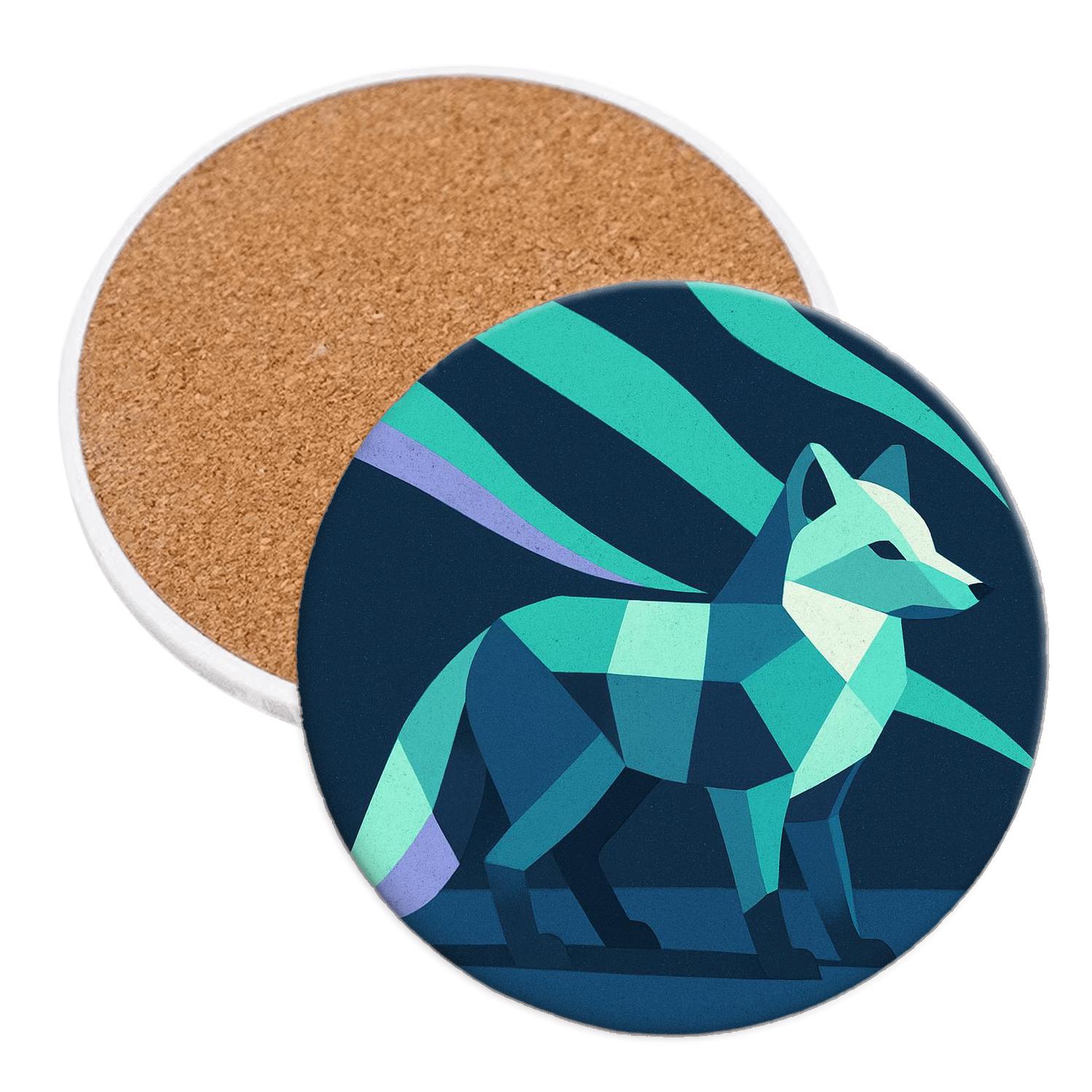 Arctic Fox Aurora Patchwork cork coaster sets