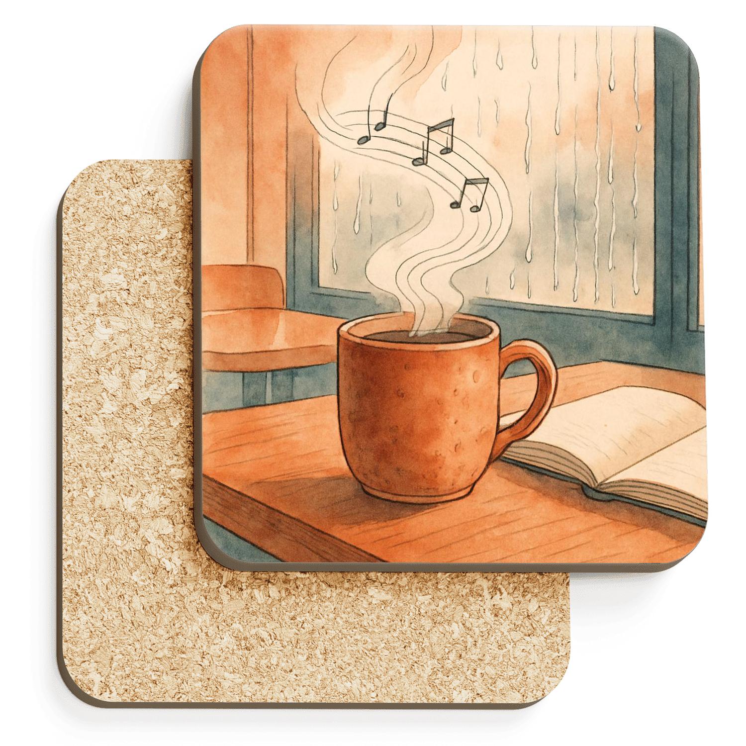 Ceramic Mug Rainy Window Sonata personalized drink coasters