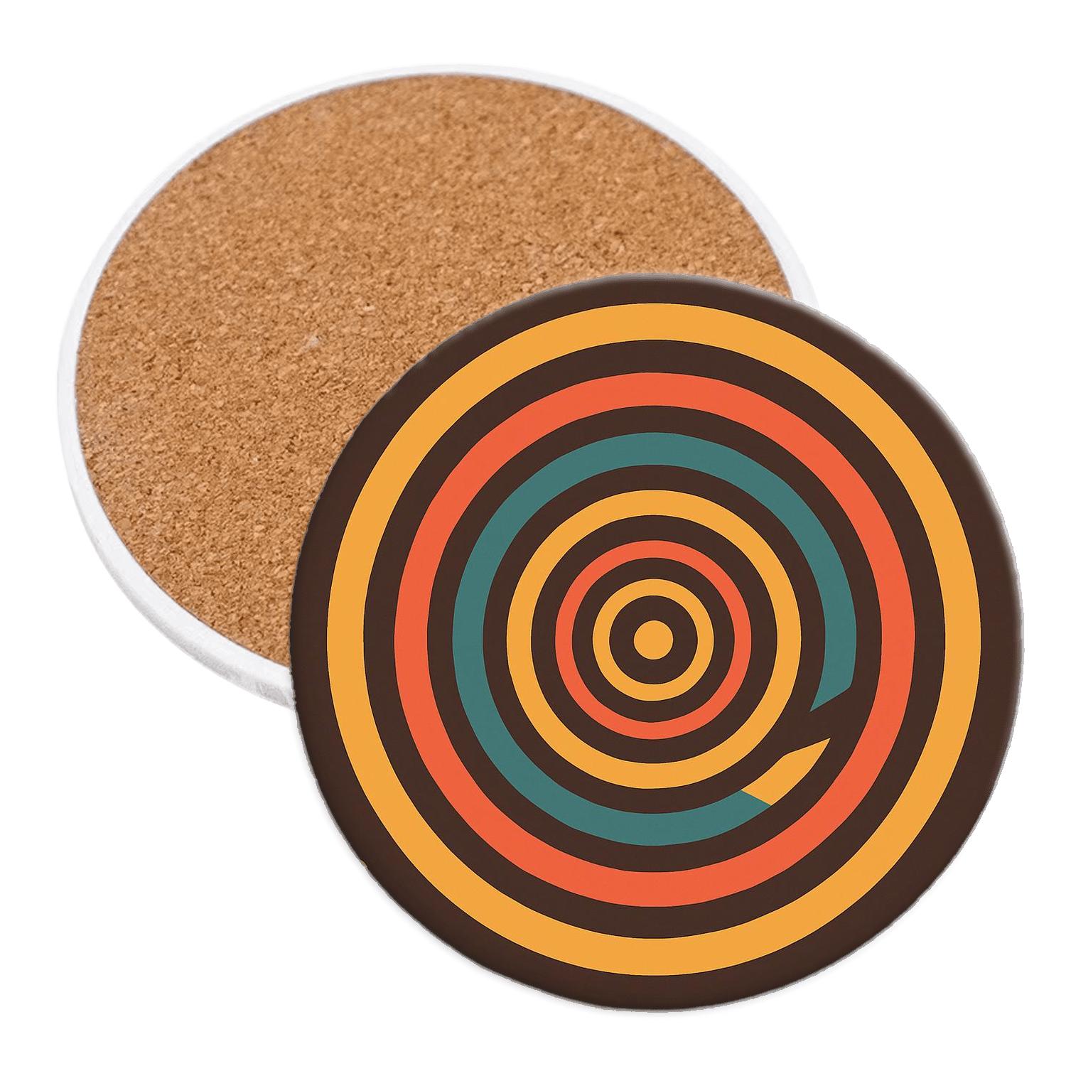 Mod Record Label Spirals absorbent drink coasters