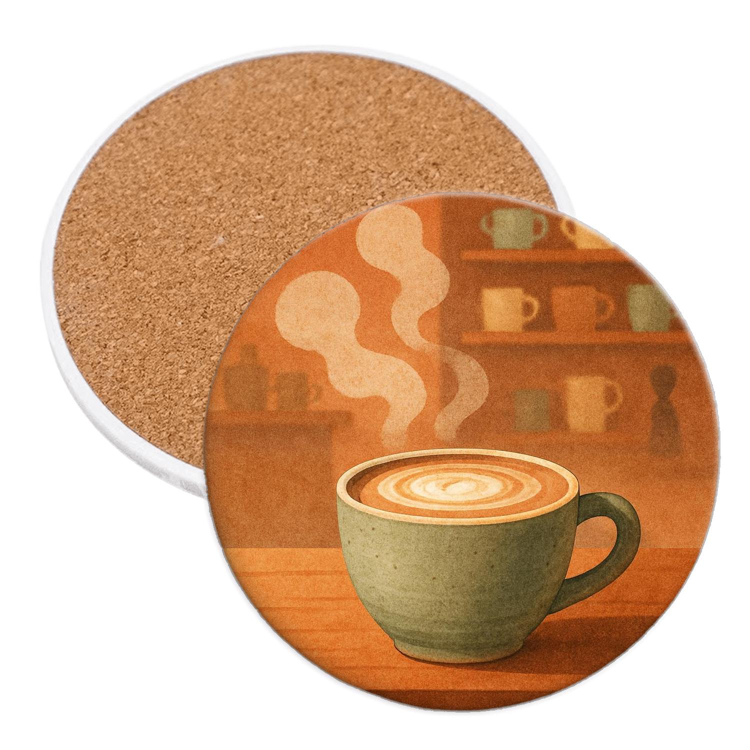 Ceramic Kiln Cappuccino custom engraved coasters