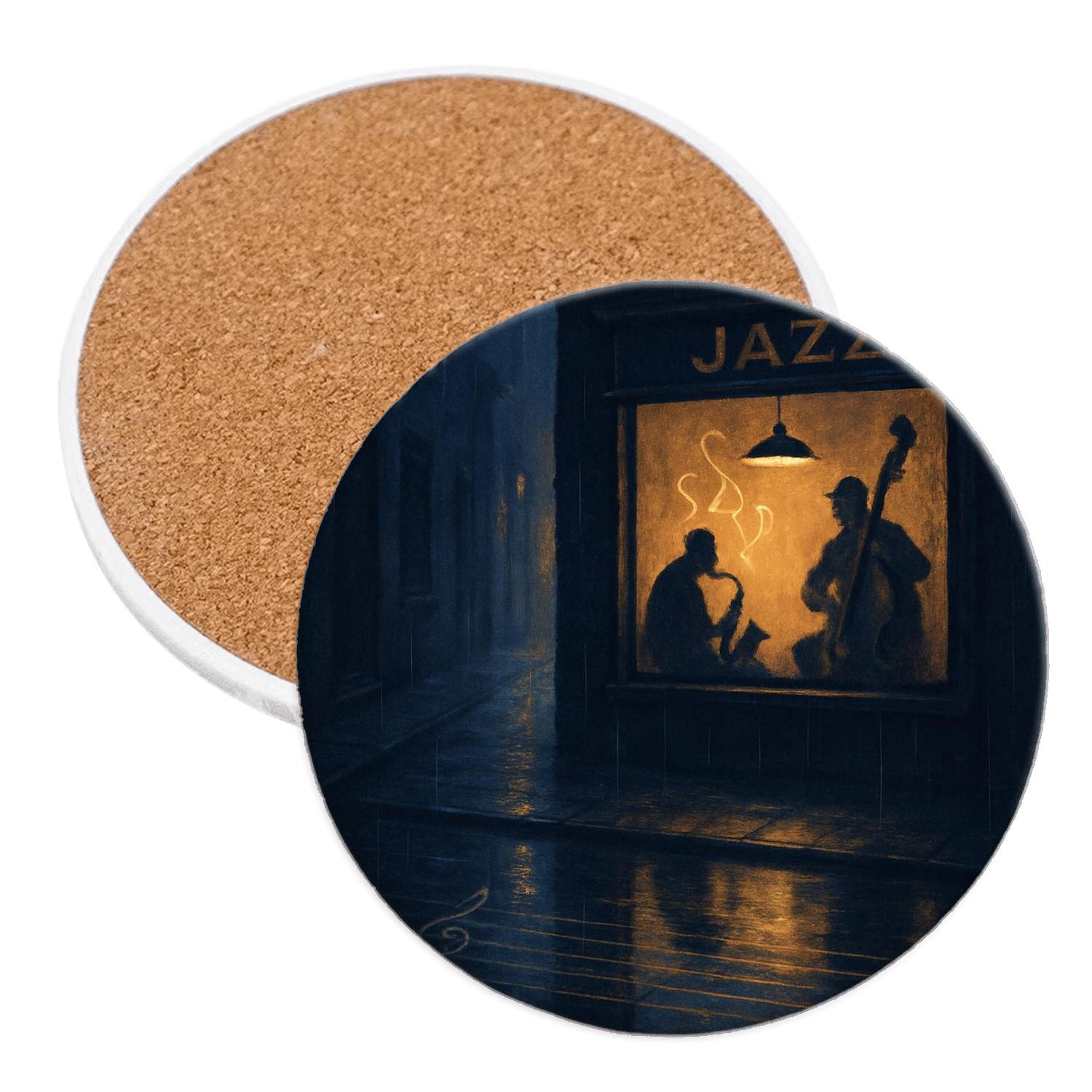 Soul Jazz Night Window Scene coasters for home decor