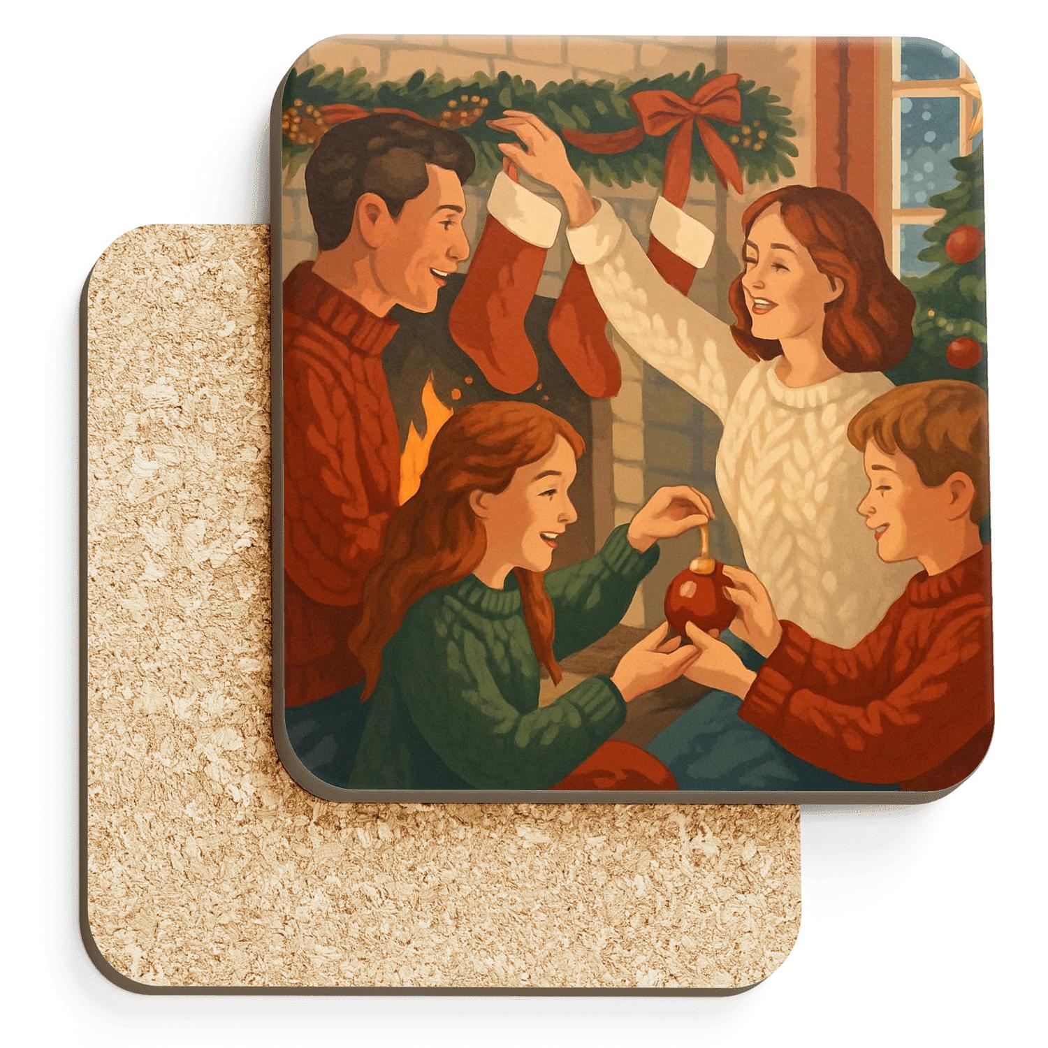 Hearthside Stocking Circle decorative beverage coasters