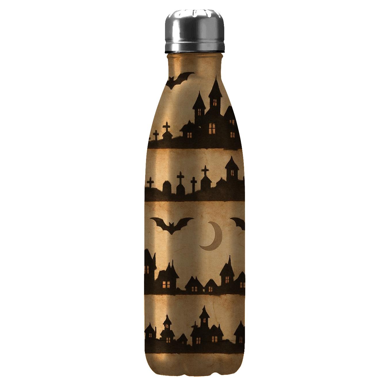 Sepia Parchment Haunted Horizon Bands With Moon Phases And Bats water bottles for gifts