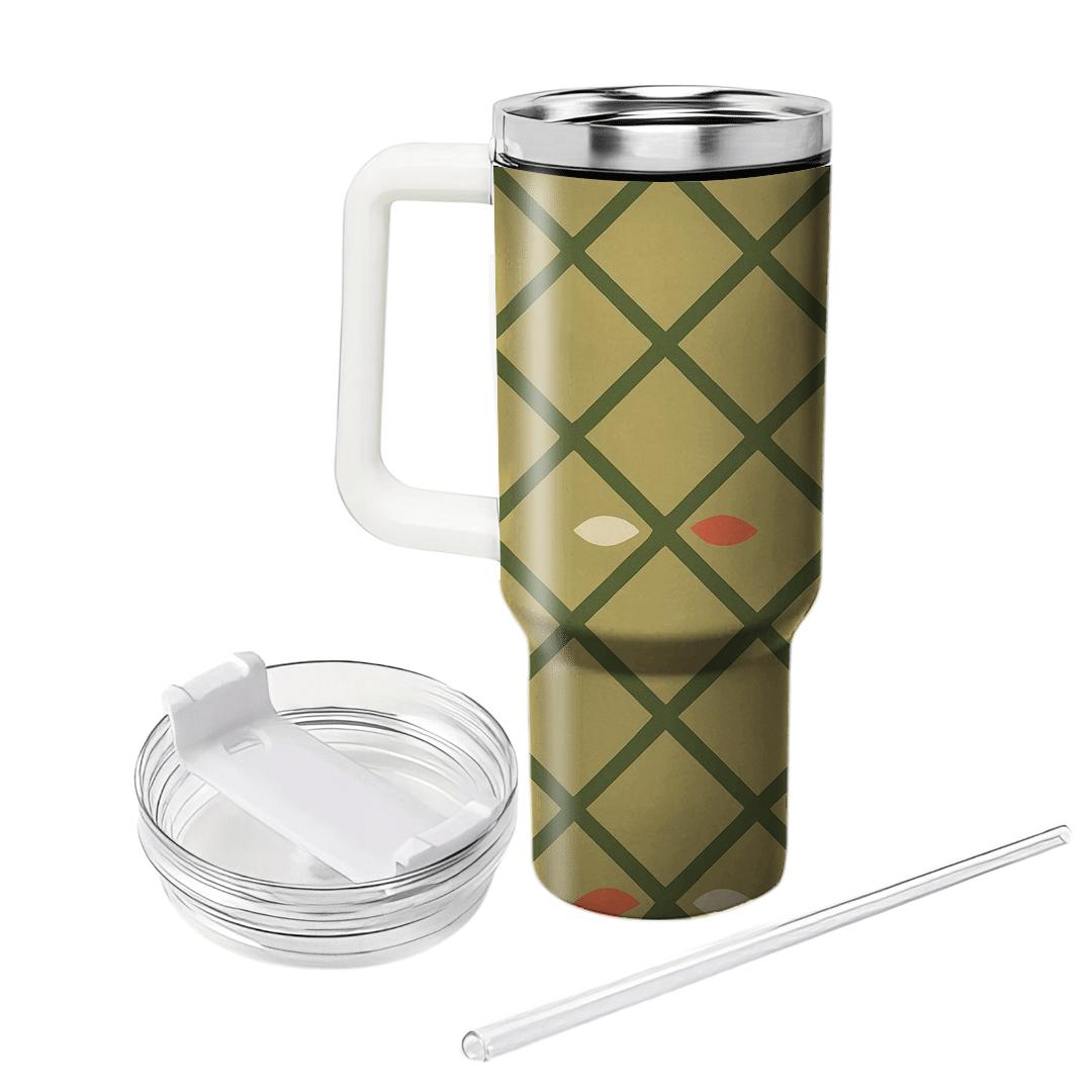 Olive Lattice With Crescent Petal Motifs custom tumblers