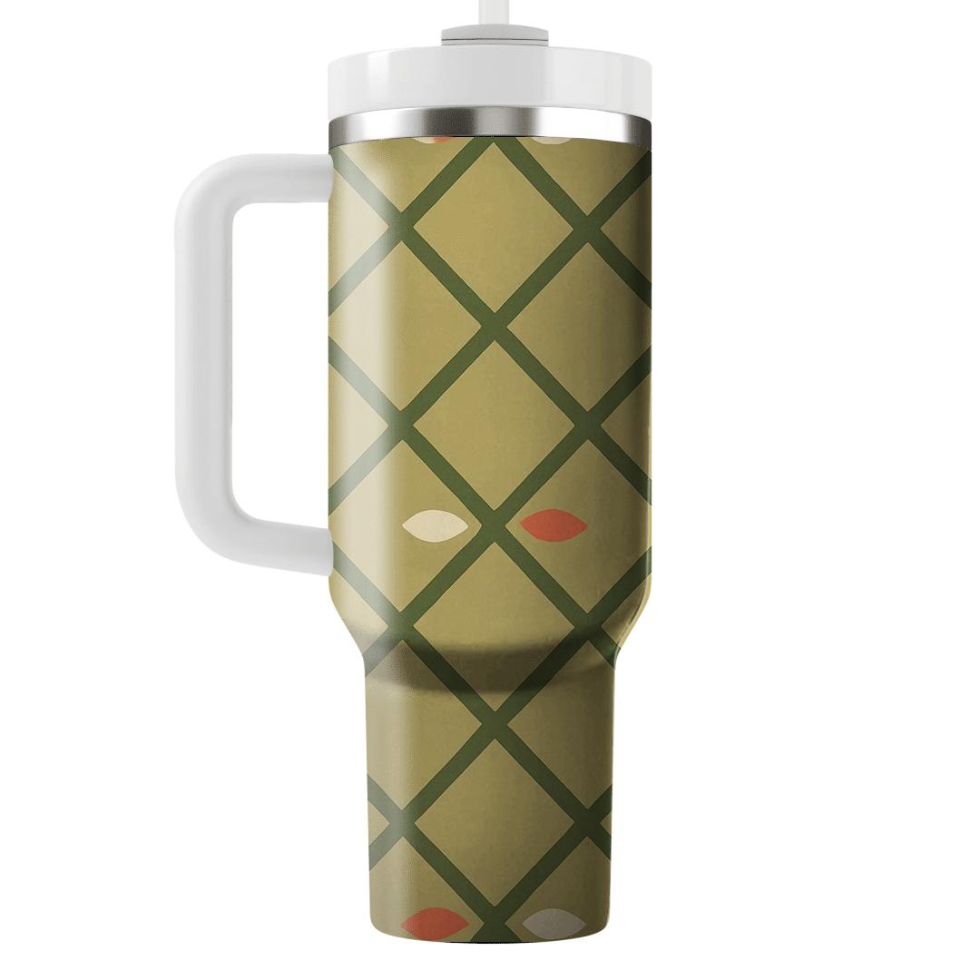 Olive Lattice With Crescent Petal Motifs custom tumblers