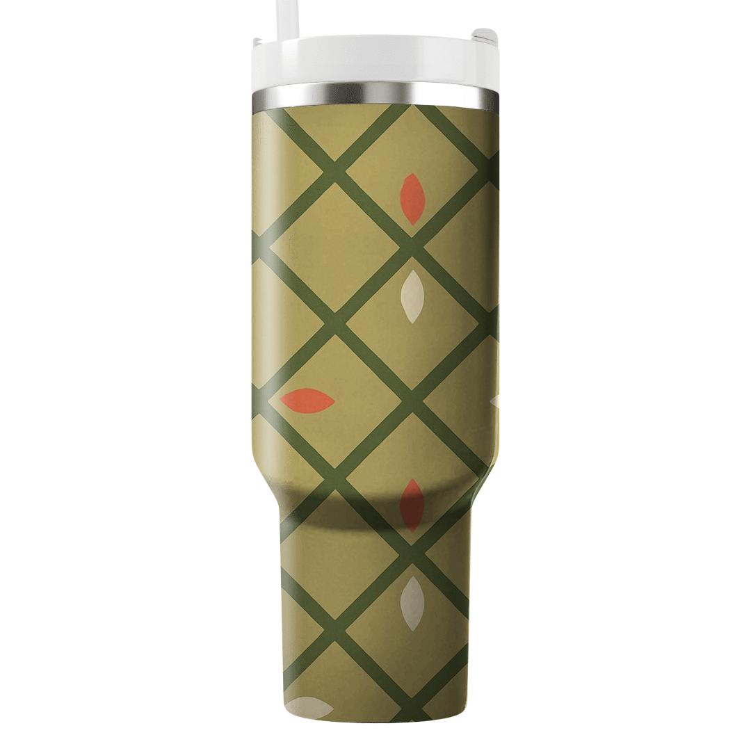 Olive Lattice With Crescent Petal Motifs custom tumblers
