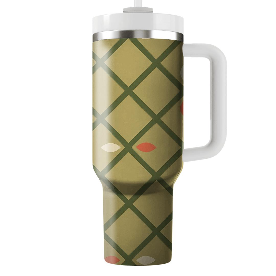 Olive Lattice With Crescent Petal Motifs custom tumblers