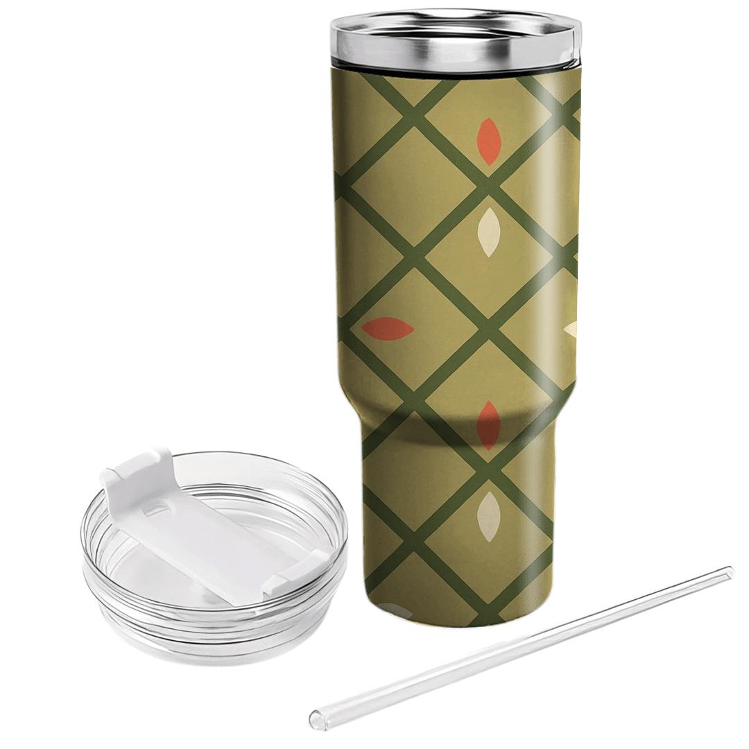 Olive Lattice With Crescent Petal Motifs custom tumblers