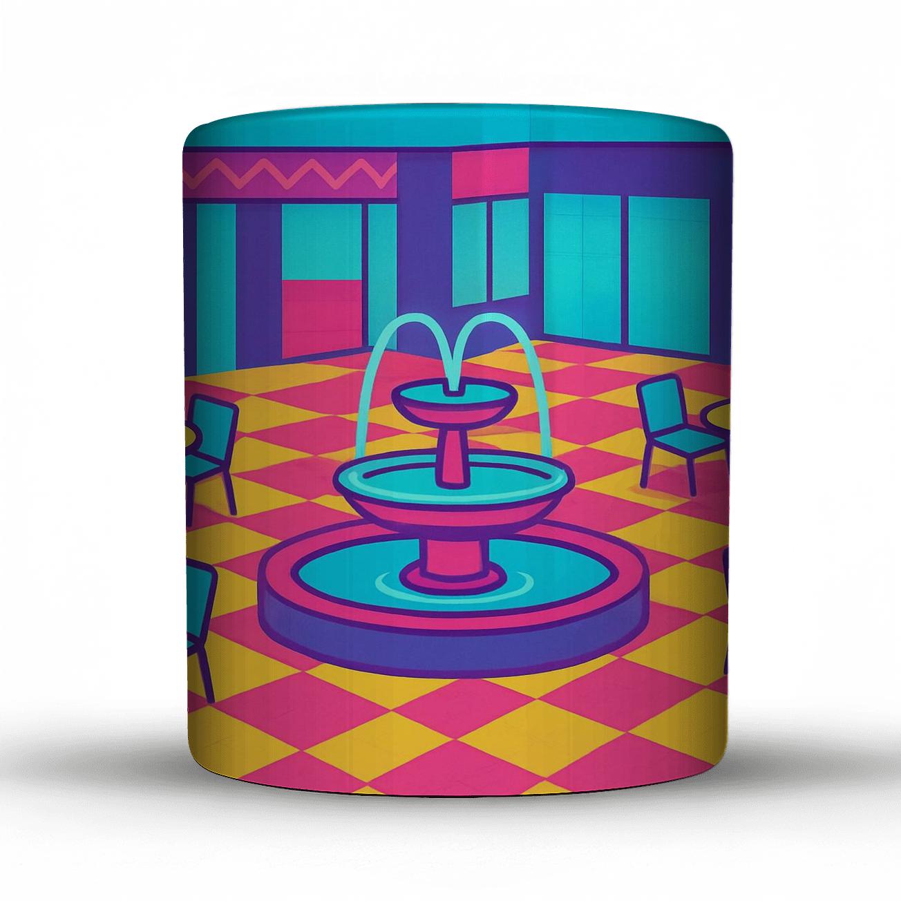Mall Food Court Neon Geometry ceramic coffee mugs