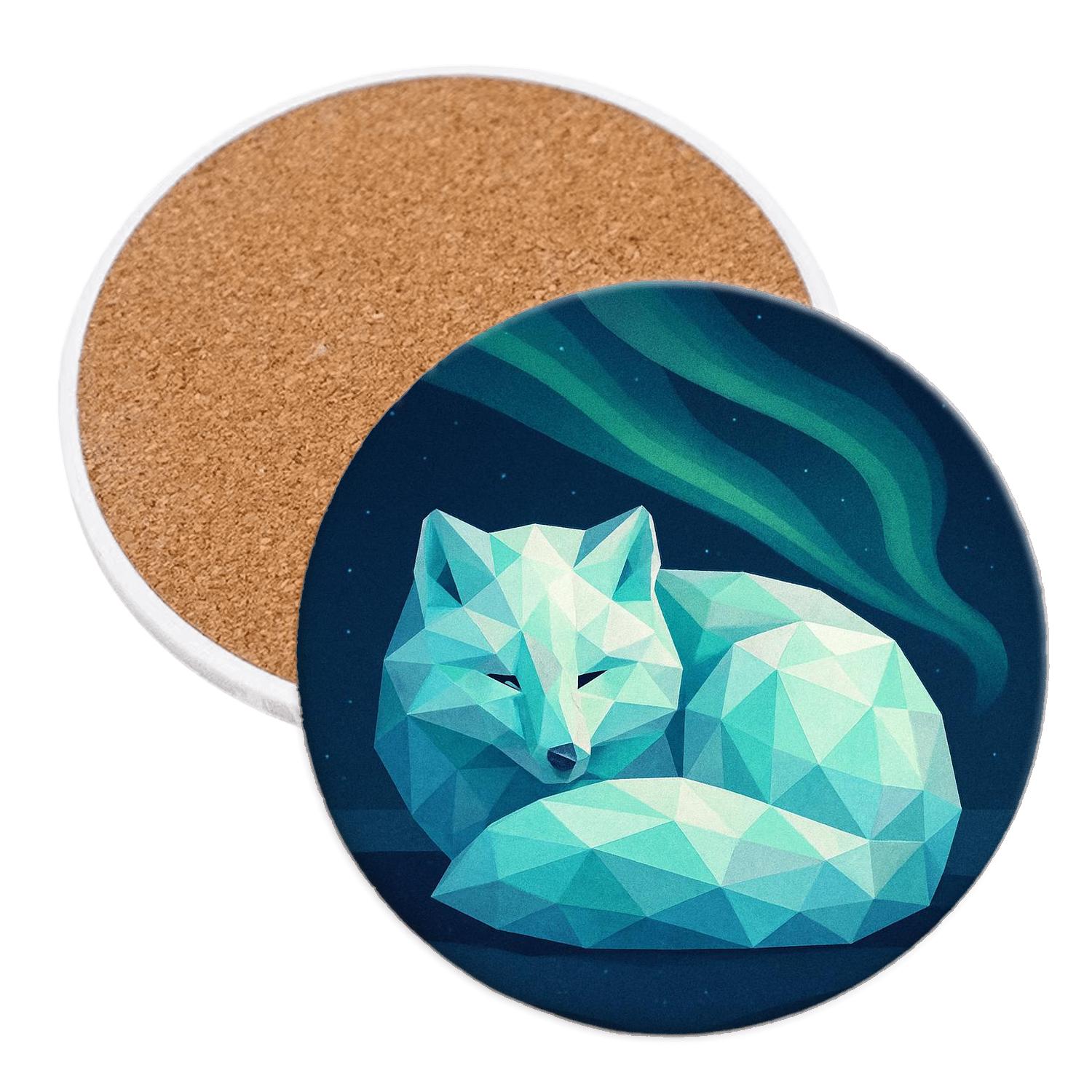 Arctic Fox Aurora Mosaic stone coaster collections