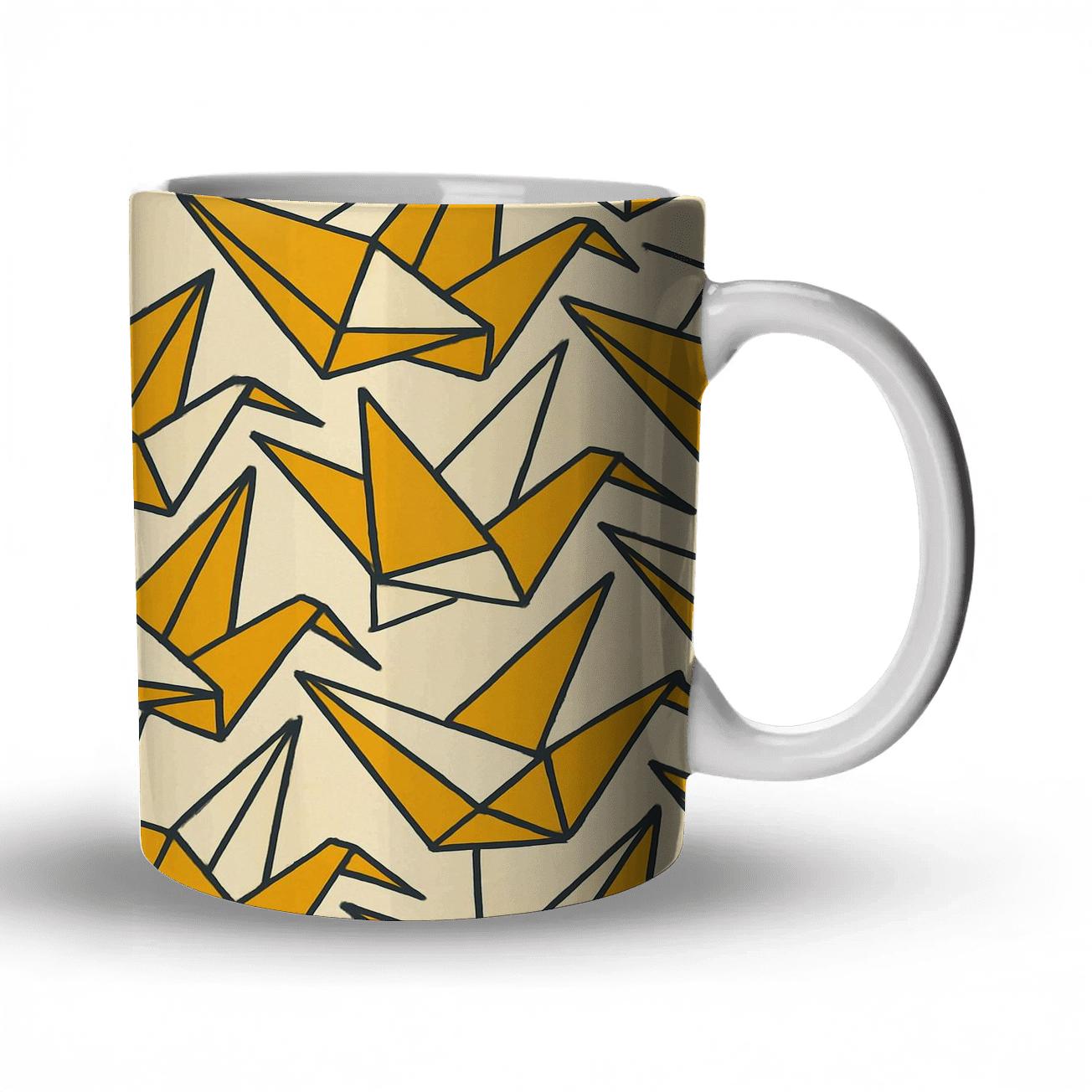 Saffron Origami Crane Tessellation personalized mugs