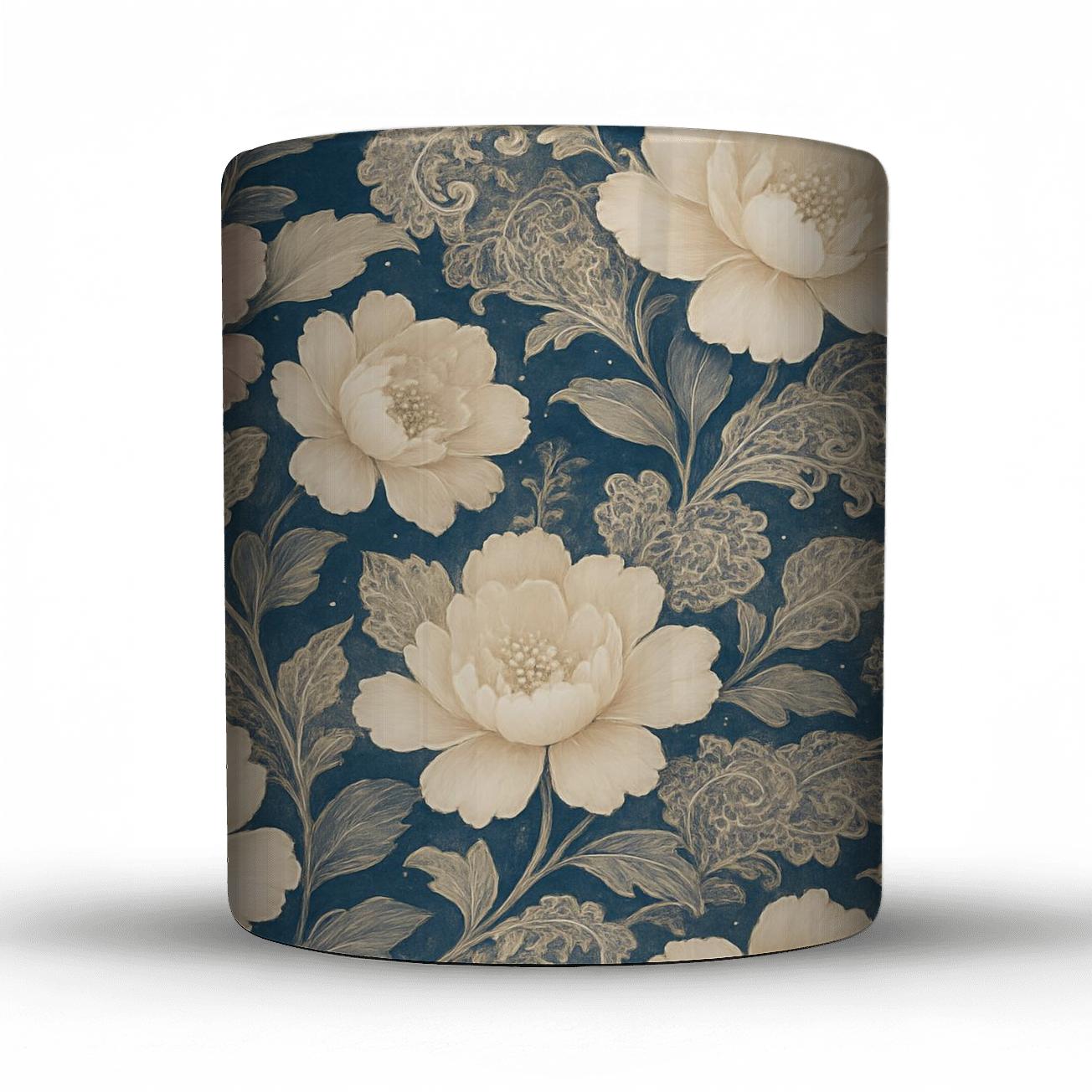 Moonlit Peony Lace Cascade novelty coffee mugs