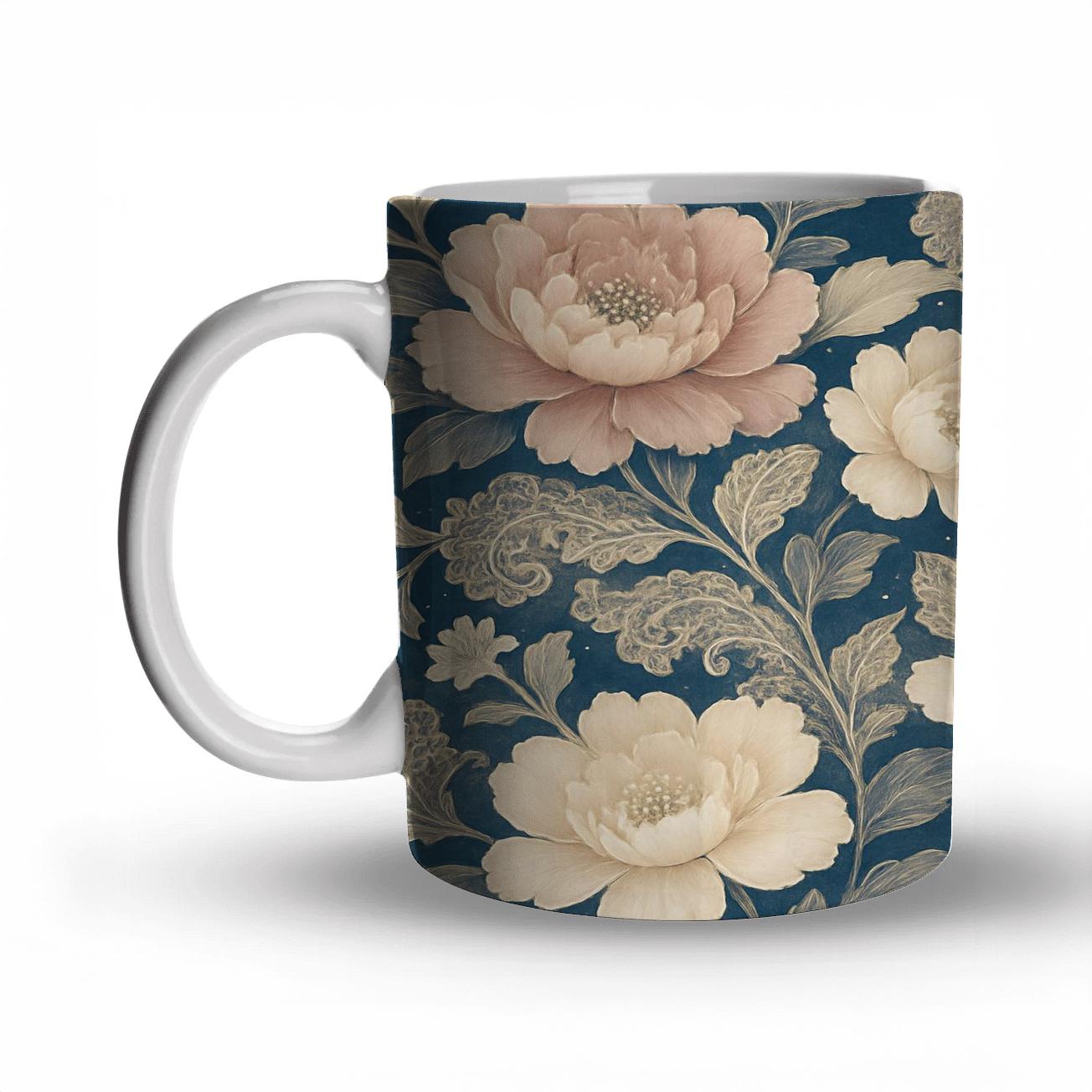 Moonlit Peony Lace Cascade novelty coffee mugs