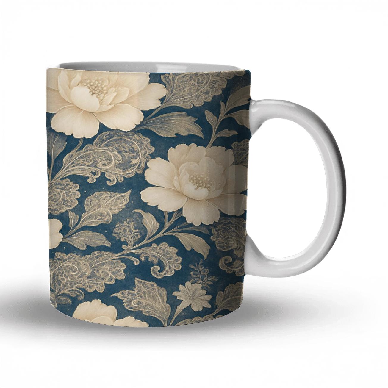 Moonlit Peony Lace Cascade novelty coffee mugs
