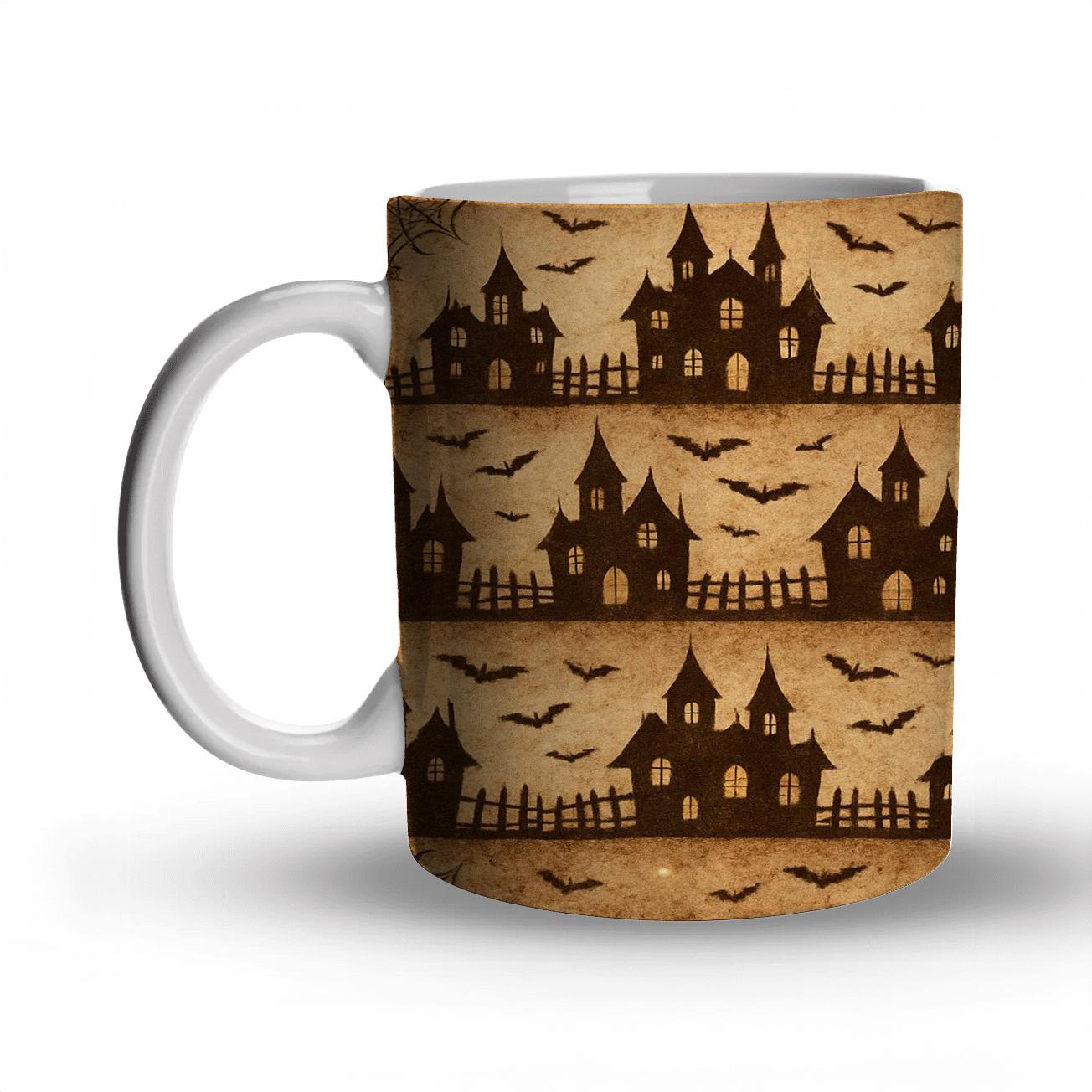 Sepia Haunted Horizon Bands Parchment Repeat ceramic coffee mugs