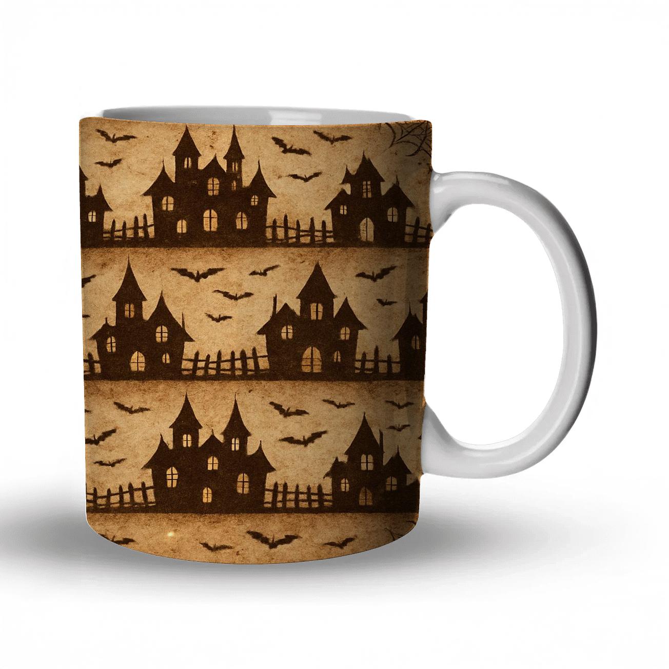 Sepia Haunted Horizon Bands Parchment Repeat ceramic coffee mugs