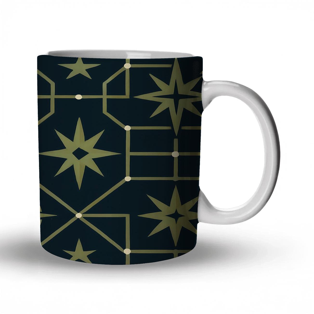 Midnight Olive Compass Rosette Lattice premium drinkware mugs