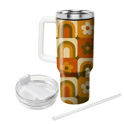 Harvest Groove Patchwork Tiles tumblers with lids