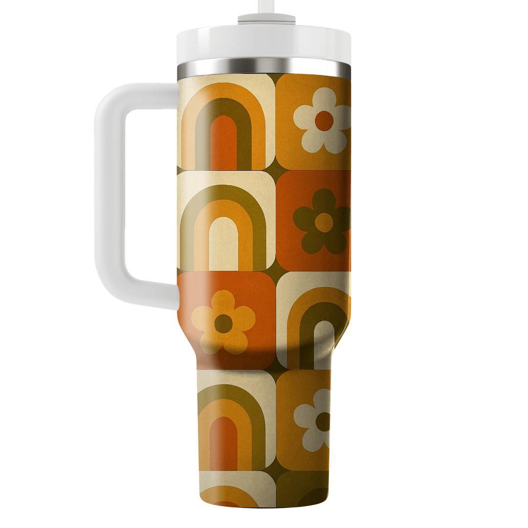 Harvest Groove Patchwork Tiles tumblers with lids