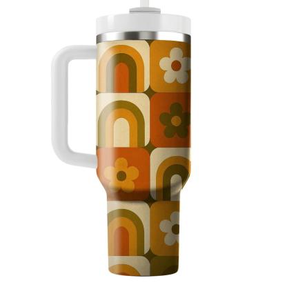 Harvest Groove Patchwork Tiles tumblers with lids