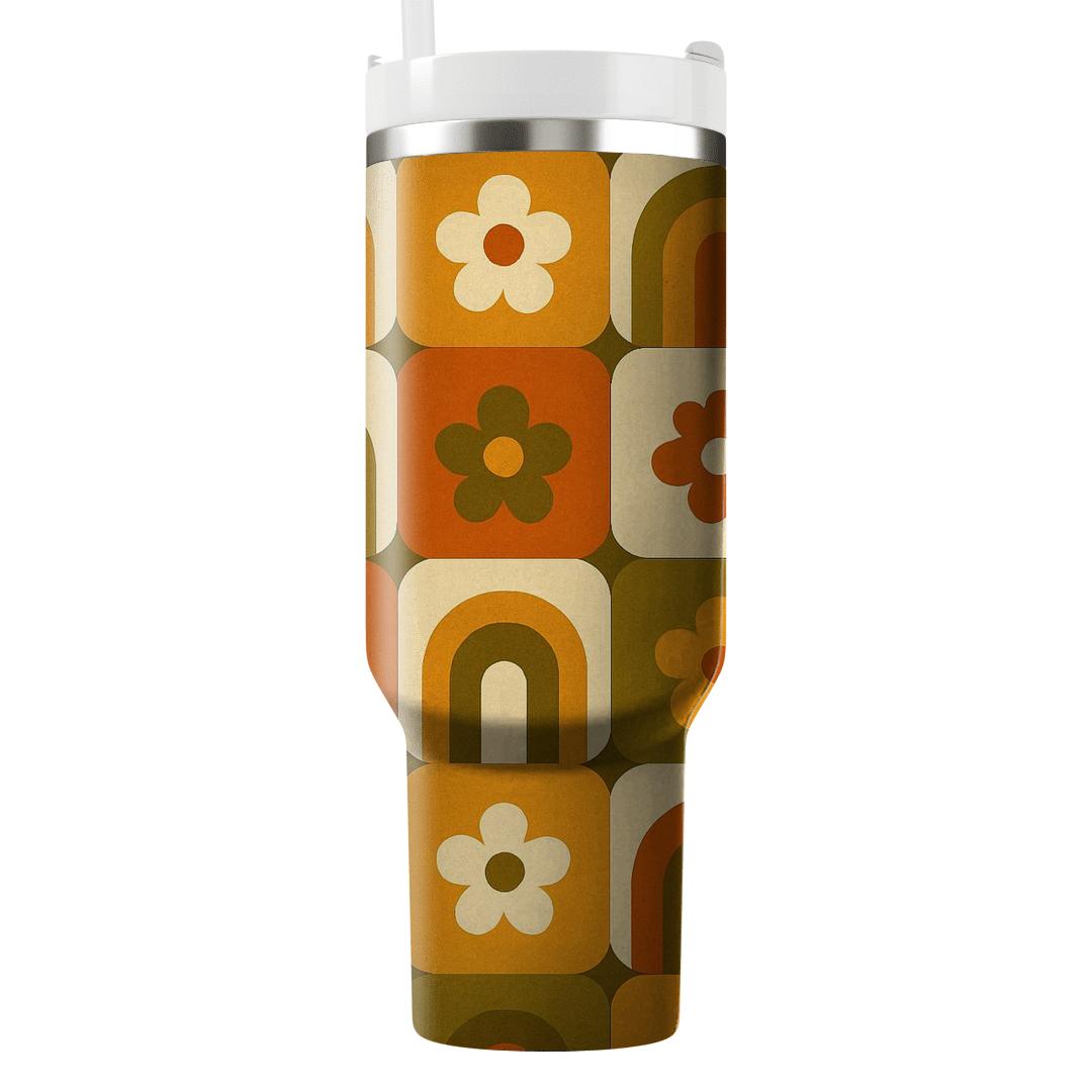Harvest Groove Patchwork Tiles tumblers with lids