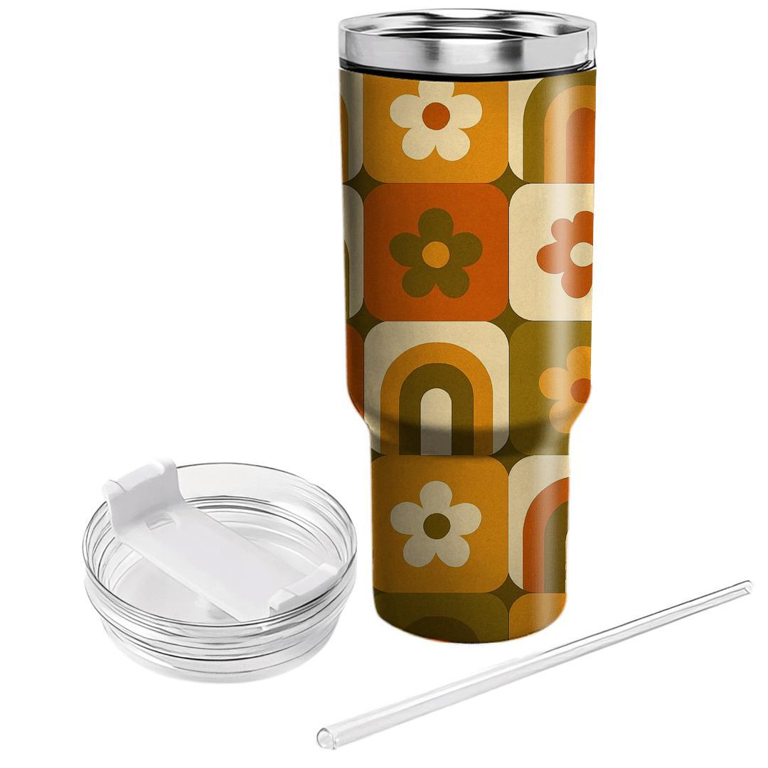 Harvest Groove Patchwork Tiles tumblers with lids