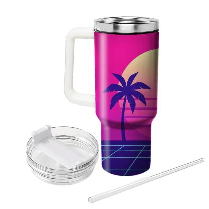 Miami Dawn Gridline Palms custom tumblers