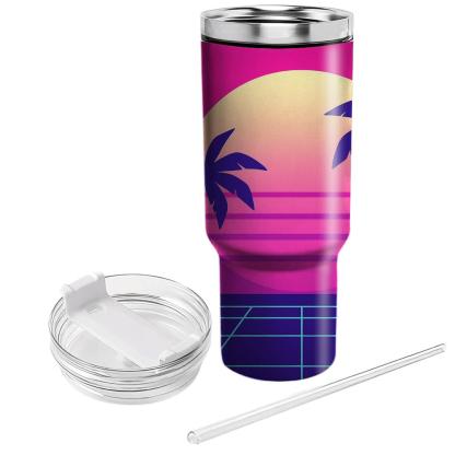 Miami Dawn Gridline Palms custom tumblers
