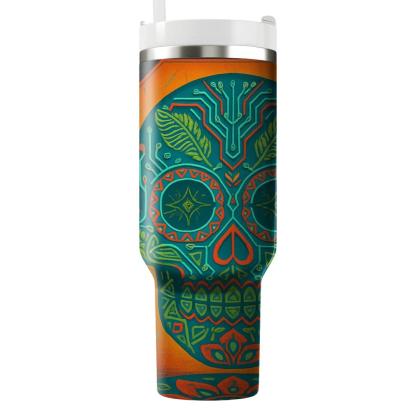 Monsoon Sugar Skulls And Rangoli Circuit custom tumblers