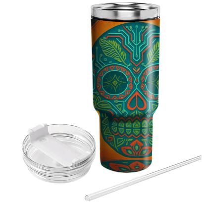 Monsoon Sugar Skulls And Rangoli Circuit custom tumblers