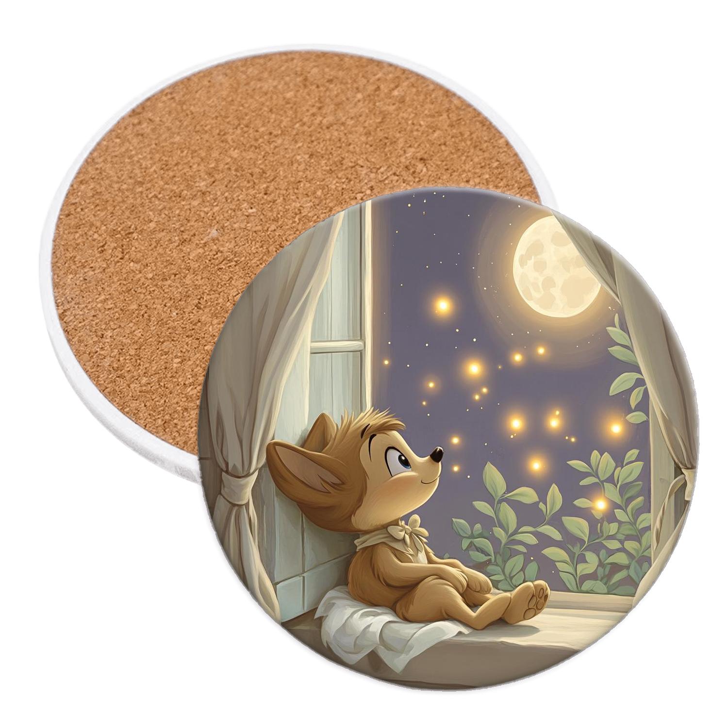 Figaro Moonlit Window Garden Disney Inspired absorbent drink coasters