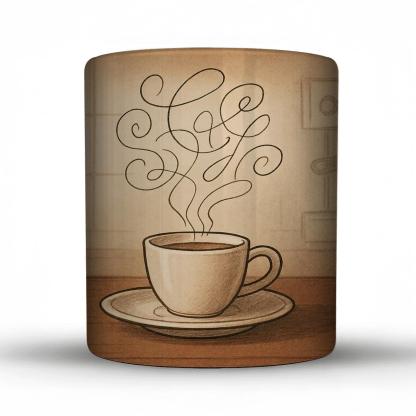 Steam Lettering Over A Quiet Espresso Bar premium drinkware mugs