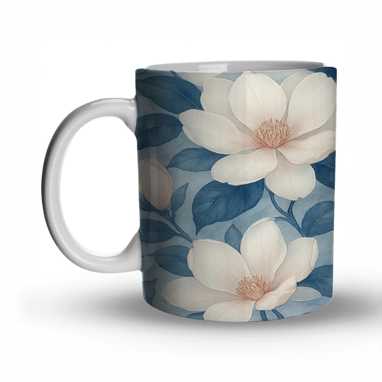 Moonlit Magnolia Veil ceramic coffee mugs