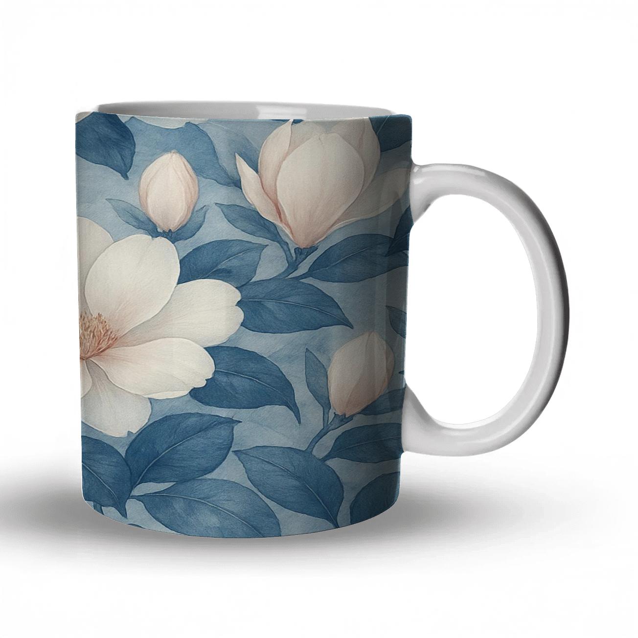 Moonlit Magnolia Veil ceramic coffee mugs