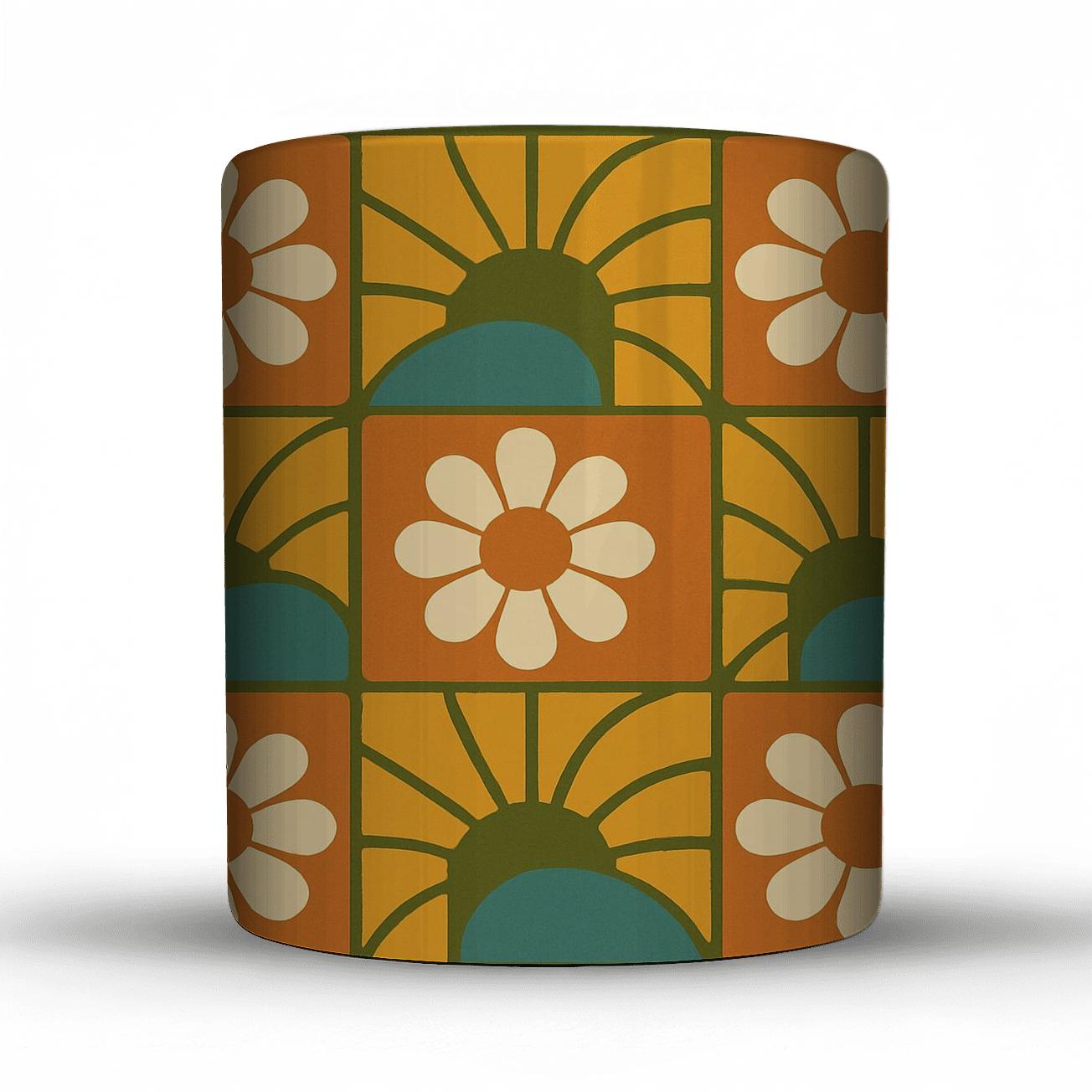 Sunburst Kitchen Tile Florals custom printed mugs