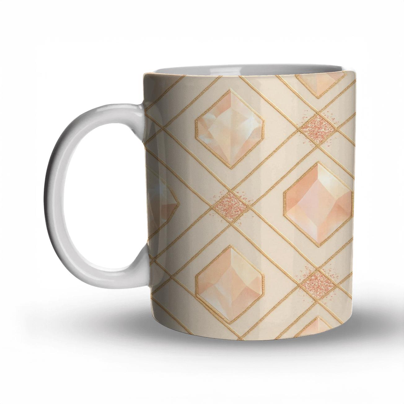 Champagne Crystal Confetti Lattice travel mugs with handles