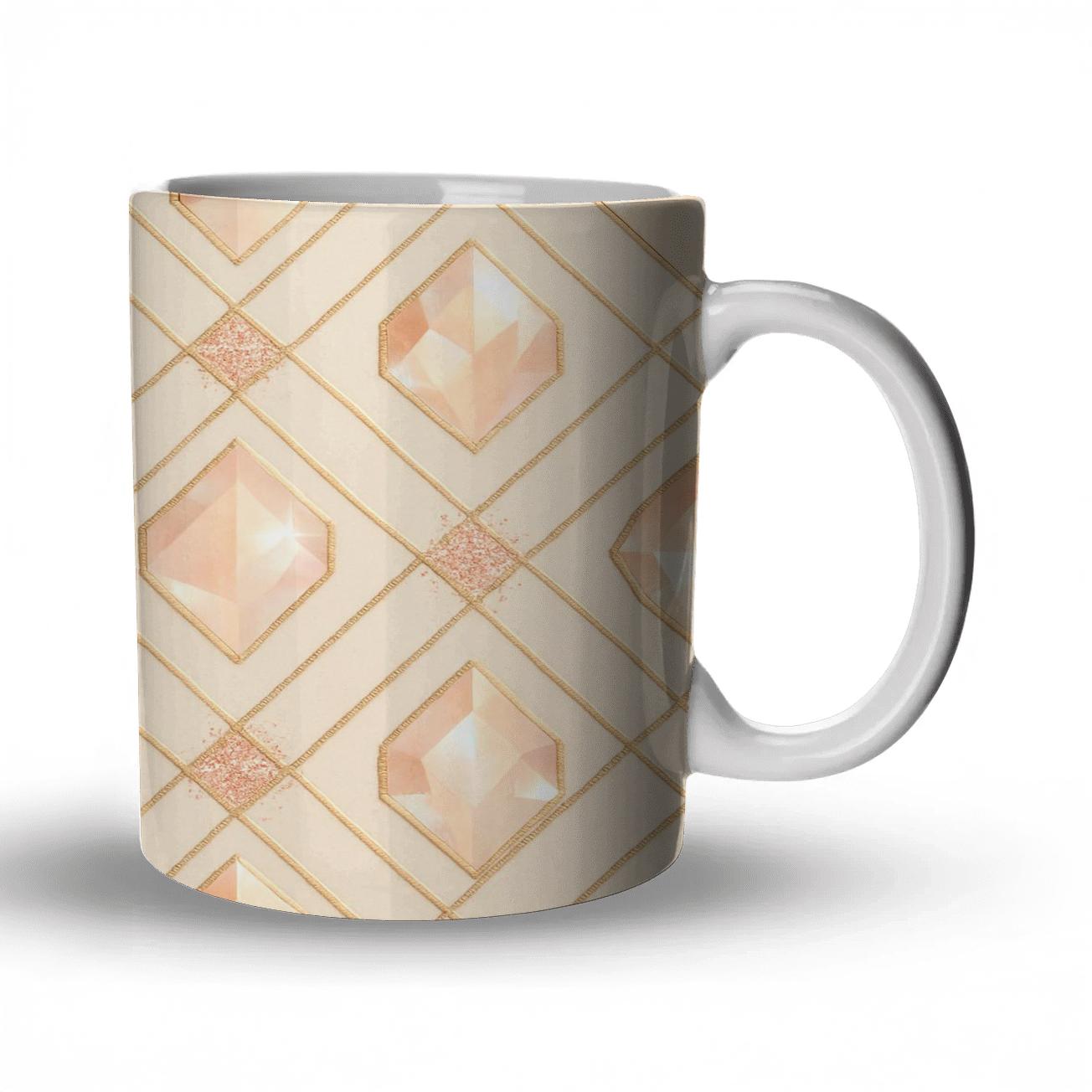 Champagne Crystal Confetti Lattice travel mugs with handles