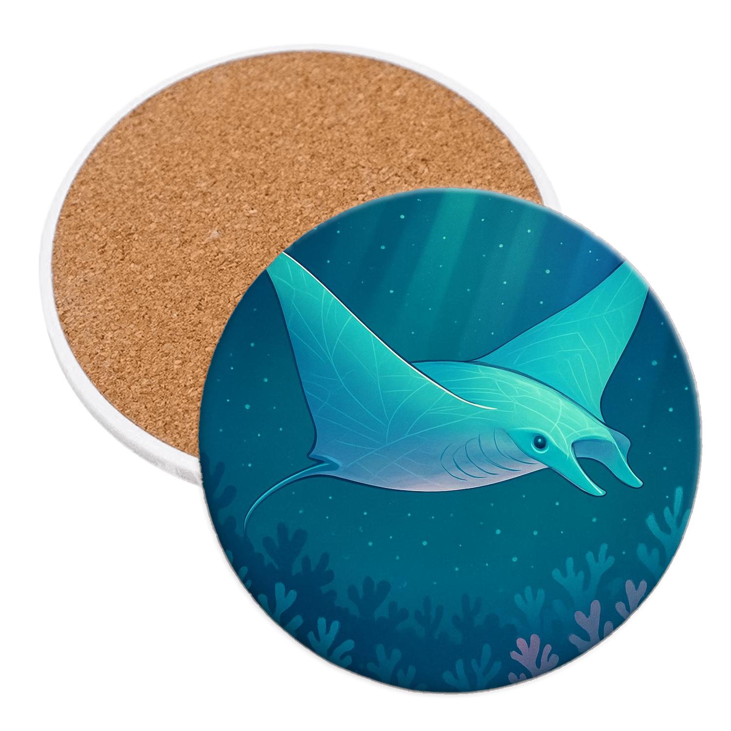 Aurora Reef Manta Ballet decorative beverage coasters