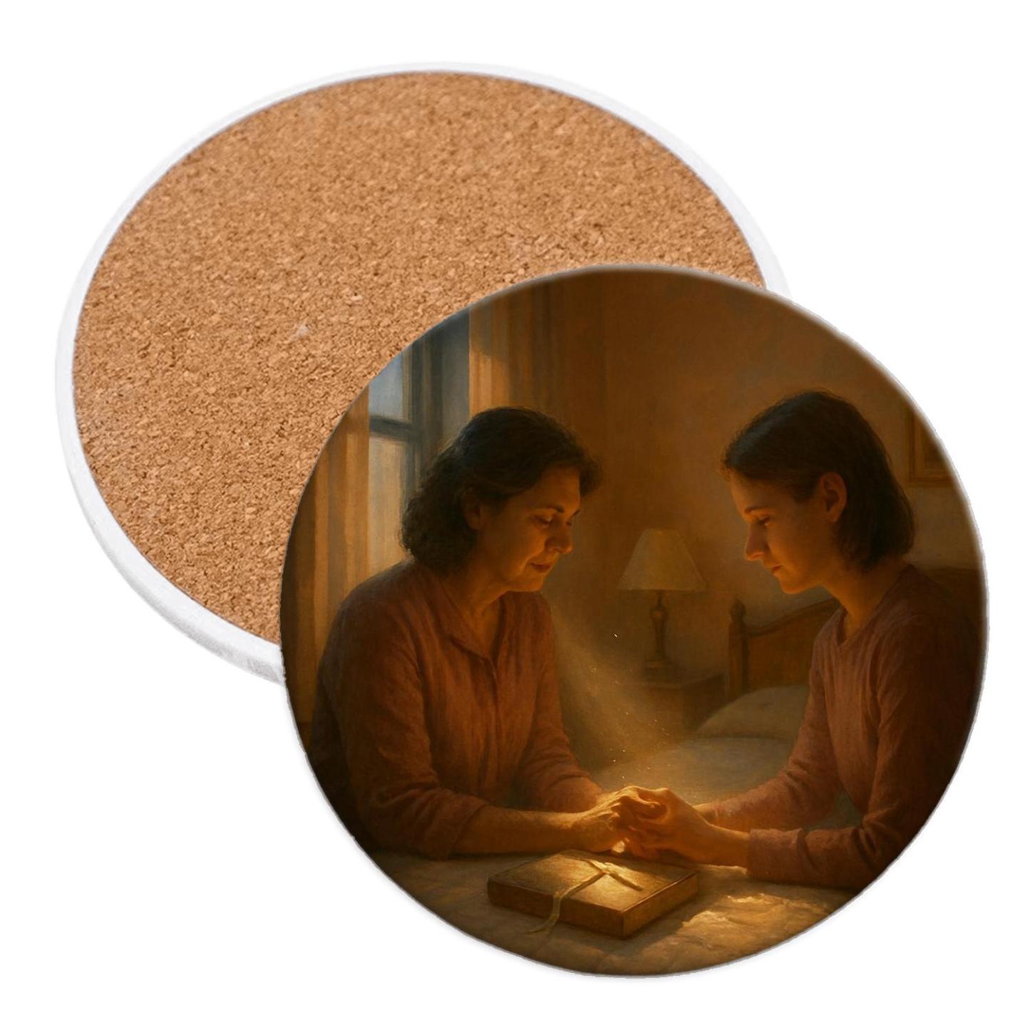 The Second Sunrise: A Mother’s Love That Begins Again Each Day wooden table coasters