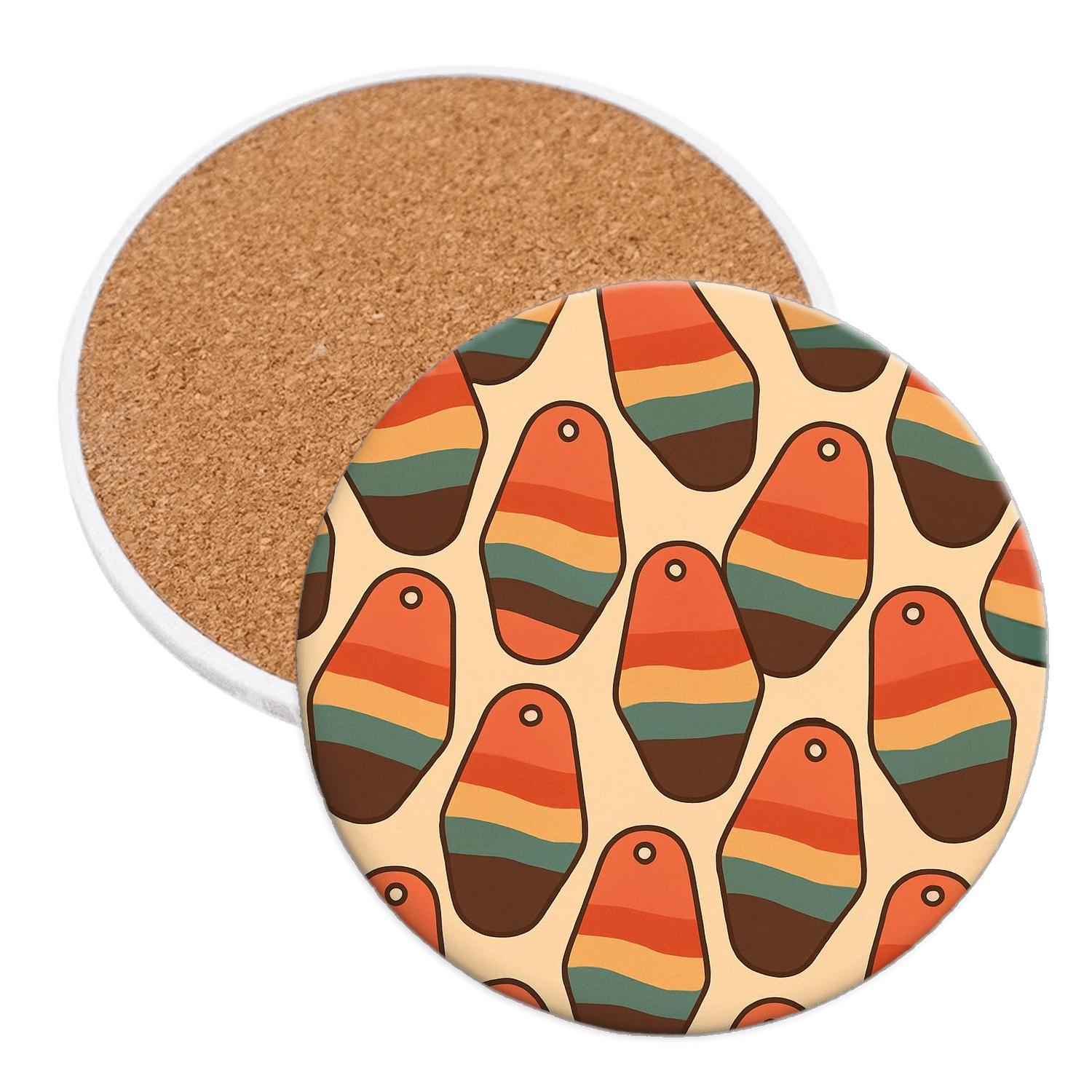 Retro Motel Keychain Waves personalized drink coasters