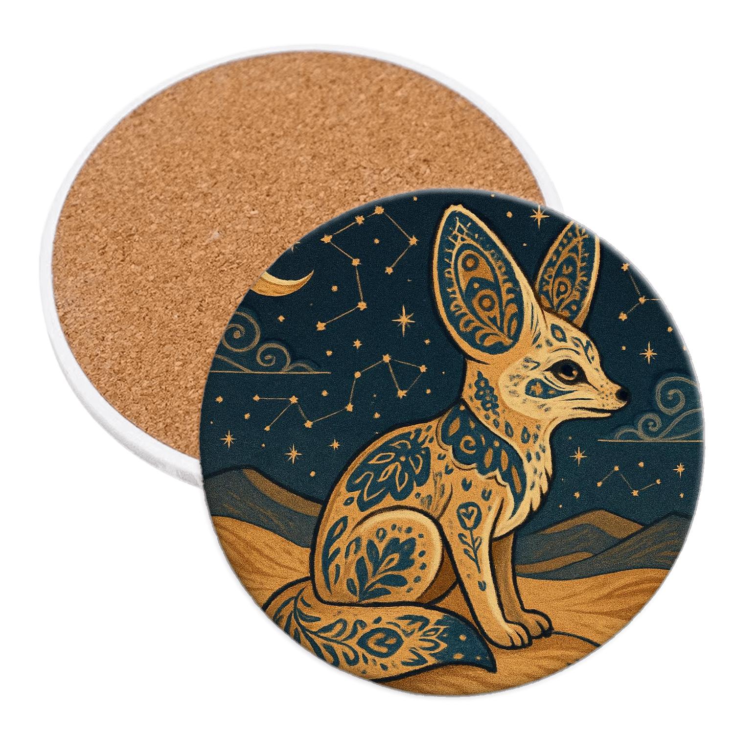 Desert Star Fennec Tapestry decorative beverage coasters