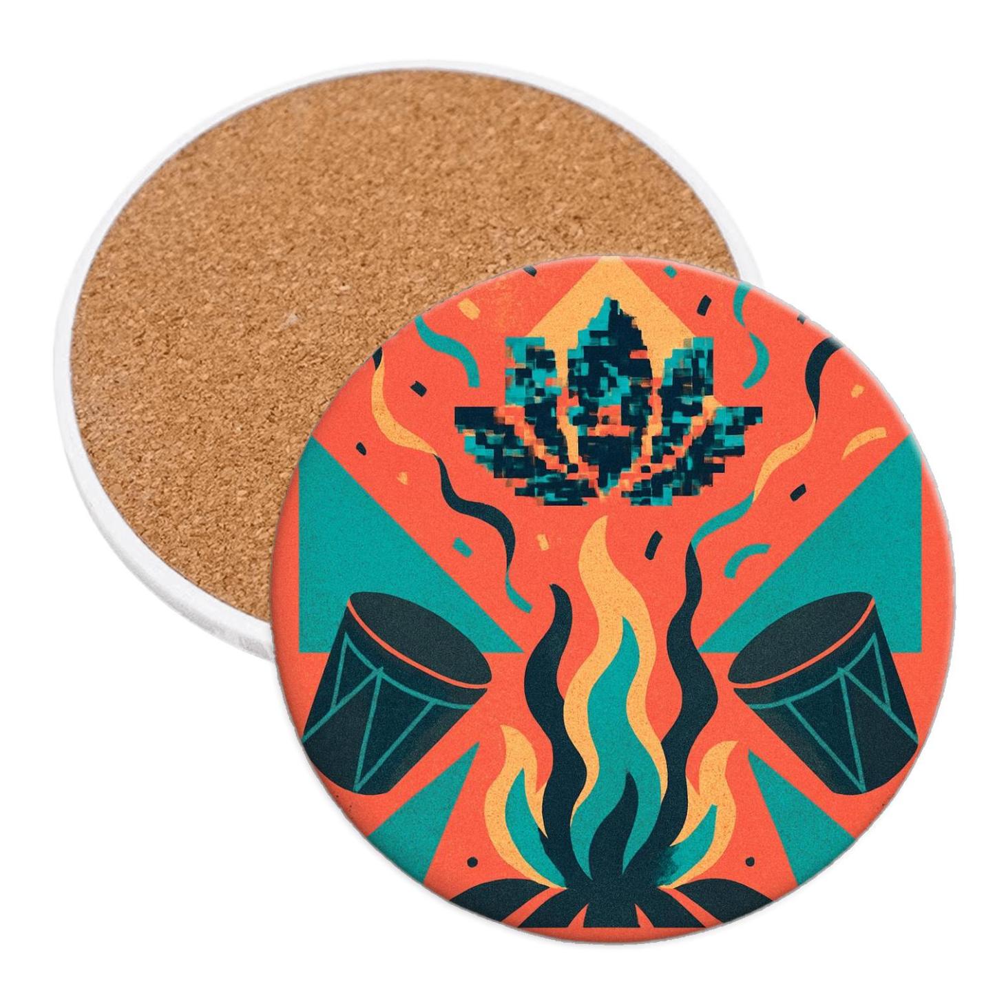 Glitch Lotus Bonfire Carnival personalized drink coasters