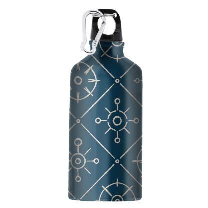 Ink Blue Compass Rose Lattice custom sports bottles