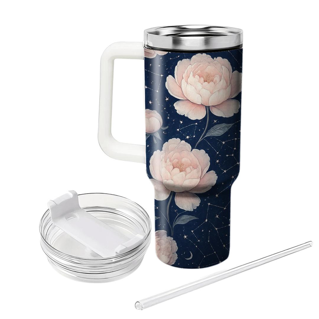 Moonlit Peony Constellations tumblers with lids
