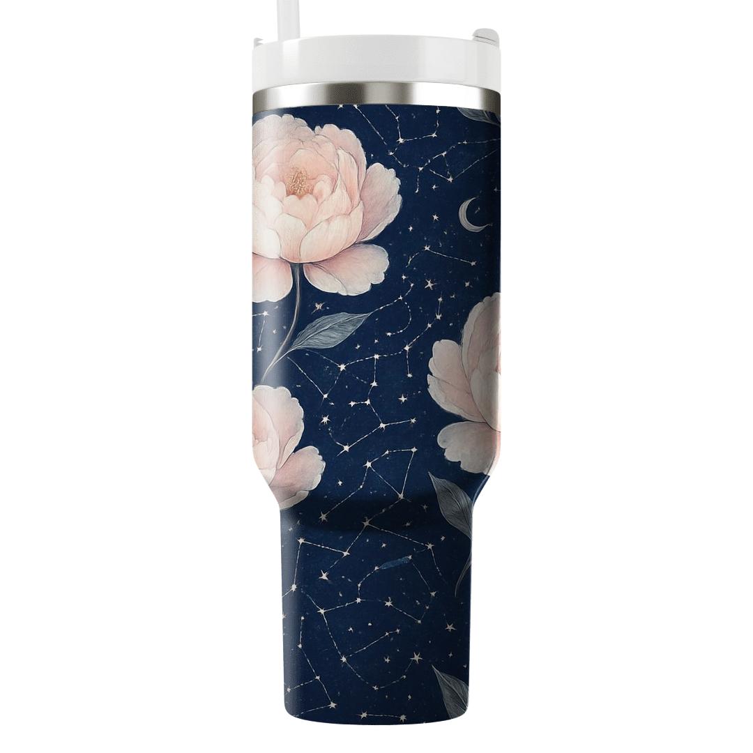Moonlit Peony Constellations tumblers with lids