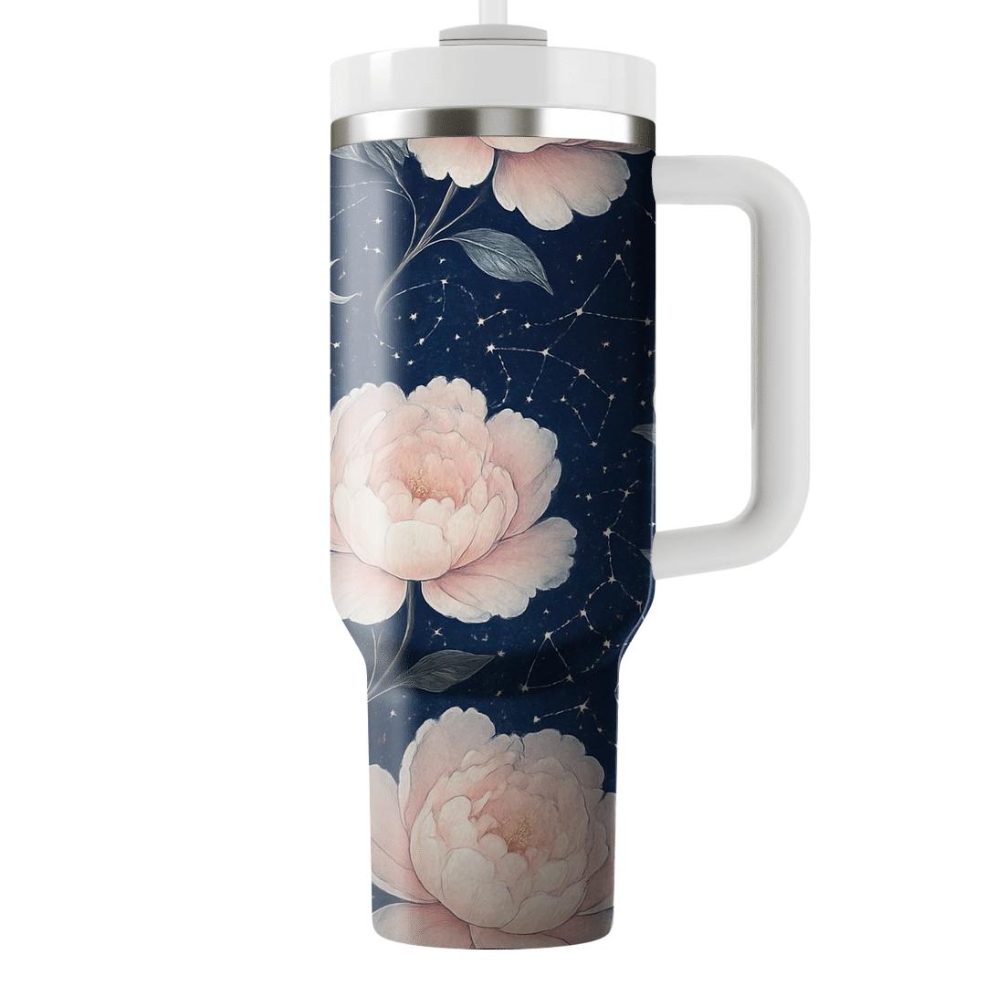 Moonlit Peony Constellations tumblers with lids