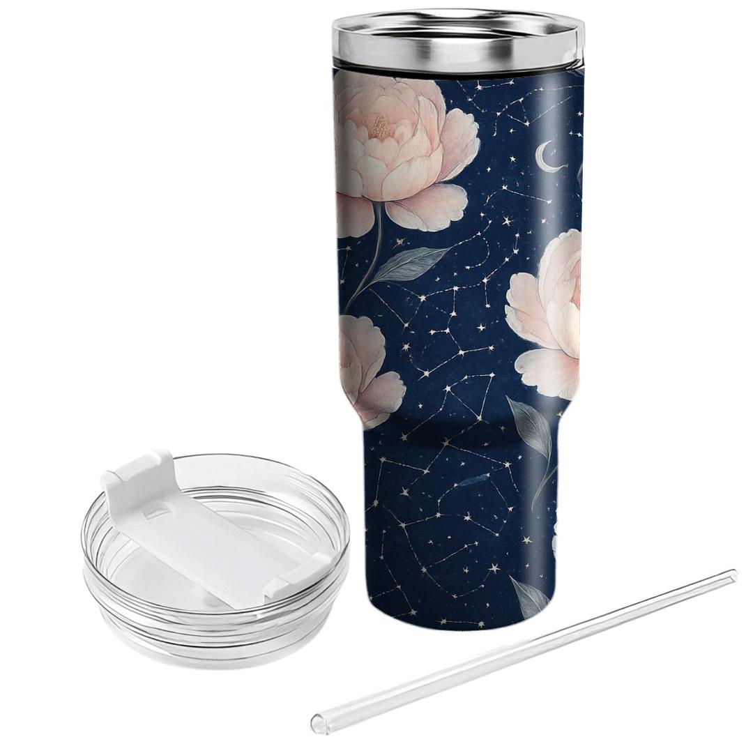 Moonlit Peony Constellations tumblers with lids