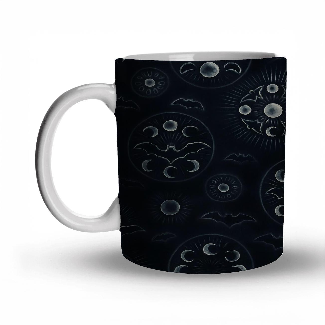 Moon Phase Bat Mandala Lattice novelty coffee mugs